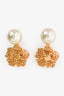Christian Dior Gold Tone Pearl Floral 'Tribales' Earrings