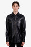 Gucci Black Leather Button-Up Shirt Jacket Size 50 Men's