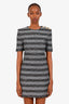 Balmain Grey Striped Sequin Mini Dress Size 38