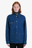 Gucci Blue Denim Laser Printed Logo Jacket Size 46