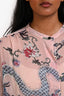 Isabel Marant Pink/Blue Silk Metallic Long Sleeve Sheer Top Size 34
