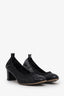 Pre-loved Chanel™ Black Leather Elastic Ballet Flat Heels Size 37.5