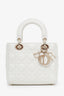 Christian Dior 2021 White Cannage Lambskin Small Lady Dior with Strap