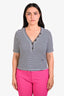 Frame Navy/White Cotton Striped Henley Tee Size M