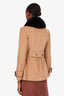 Burberry Brown Wool Cashmere Detachable Fox Collar Peacoat Size US 4
