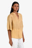 Vince Gold Silk Short Sleeve Blouse Size M