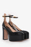 Valentino Black Patent Leather 'Tan-Go' Platform Heels Size 39
