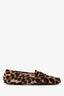 Tod's Brown Leopard Printed Pony Hair Calfskin Leather Gommino Bubble Loafers Size 36.5