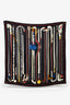 Hermès Black Multicolour Silk 'Les Cannes' Scarf 90