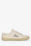 Saint Laurent Cream Canvas Logo Distressed Sneaker Size 37