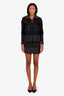 Pre-loved Chanel™ 13A Black Quilted Nylon Tweed Jacket with Mini Skirt Set Size 34