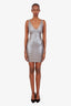 Herve Leger Silver Metallic Bandage Dress Size S