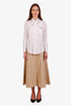 Christian Dior Brown/Beige Cotton Pleated Midi Skirt Size 4