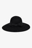 Saint Laurent Black Angora Bow Wide Brim Hat Size 60