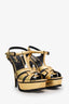 Saint Laurent Gold Embossed Crocodile Tribute Heels Size 37.5