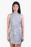 Amanda Uprichard Silver Sequins High Neck Mini Dress Size S
