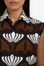 Prada 2020 Brown/Black/White Printed Cotton Button Down Top Size 38