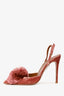 Aquazzura Pink Velvet Puff Sling Back Heels Size 37