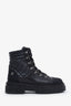 Pre-loved Chanel™ Black Calfskin Grosgrain Quilted Lace Up Boots Size 37