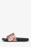 Gucci Beige/Pink Rubber GG Supreme Monogram Blooms Slide Sandals Size 35