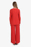Max Mara Red Ribbed Pantsuit and Cardigan Set Size M