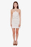 Off-White White/Silver Cotton Blend Tweed Halter Mini Dress Size 36