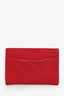 Pre-loved Chanel™ 2015-16 Red Quilted Lambskin Card Holder