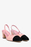Pre-loved Chanel™ Pink Sequin Black Toe Cap Slingback Heels Size 39.5