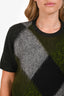 N.21 Grey/Green Argyle Printed Virgin Wool Sweater With Sheer Silk Back Size 44