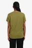 Balmain Olive Green Cotton Logo T-Shirt Size S