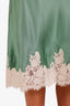 Doen Green Silk Lace Midi Skirt Size XXL