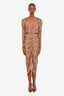 Ronny Kobo Brown Paisley Asymmetrical 'Astrid' Midi Dress Size XS