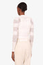 Brunello Cucinelli White Cropped Mesh Stripe Three-Quarter Length Cardigan Size XS