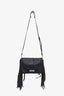 Prada Black Glace Calf Fringe Etiquette Bag with Strap