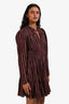 Ulla Johnson Brown Pink Metallic Stripe Cotton Mini Dress Size 4