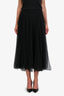 Christian Dior Black Tulle Pleated Polka Dot Midi Skirt Size 8