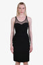 Burberry Prorsum Black Silk Mesh Ruched Midi Dress Size 40