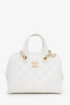 Pre-loved Chanel™ 25A White Caviar Quilted Small Bowling Bag