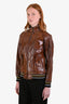 Maison Margiela Brown Crinkled Leather Bomber Jacket Size 36