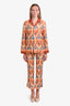 Prada Orange/Blue Silk Floral Pajama Set Size M