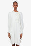 Chloe White Satin Ruffle Tie Detail Long Sleeves Dress Size 38