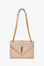 Saint Laurent 2020 Dark Beige Grained Leather Medium Envelope Shoulder Bag