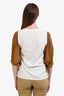 Dorothee Schumacher White/Brown Surprising Allure Two-Tone Sleeve Top Size 1
