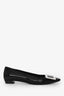 Roger Vivier Black Patent Square Toe Buckle Flats Size 37.5