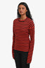 Plan C Red/Black Striped Crewneck Long Sleeve T-Shirt Size S
