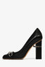 Christian Dior Black Leather Block Heel Pumps Size 37
