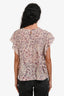 Isabel Marant Etoile Beige/Purple Patterned Ruffle Short Sleeve Top Estimated Size S