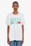 Gucci White Cotton Lip Stick Logo Printed SS T-Shirt Size L