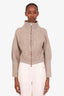 Brunello Cucinelli Grey Glitter Virgin Wool and Cashmere Cropped Zip Up Sweater Size M