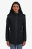 Mackage Black Nylon Leather Detail Hooded Alba Jacket Size XS
